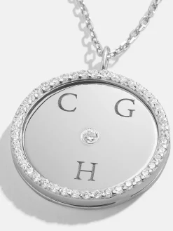 Classic Sterling Silver Custom Medallion Necklace - Pavé/Silver