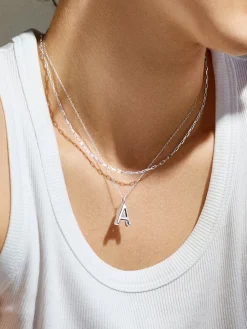 Classic Sterling Silver Initial Necklace  - Sterling Silver