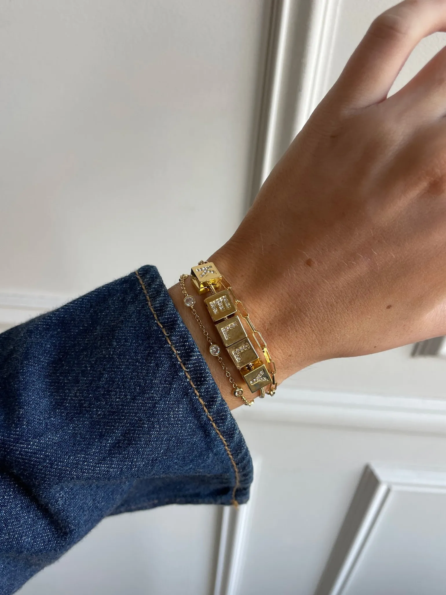 Click & Go Custom Bracelet - Gold/Pavé