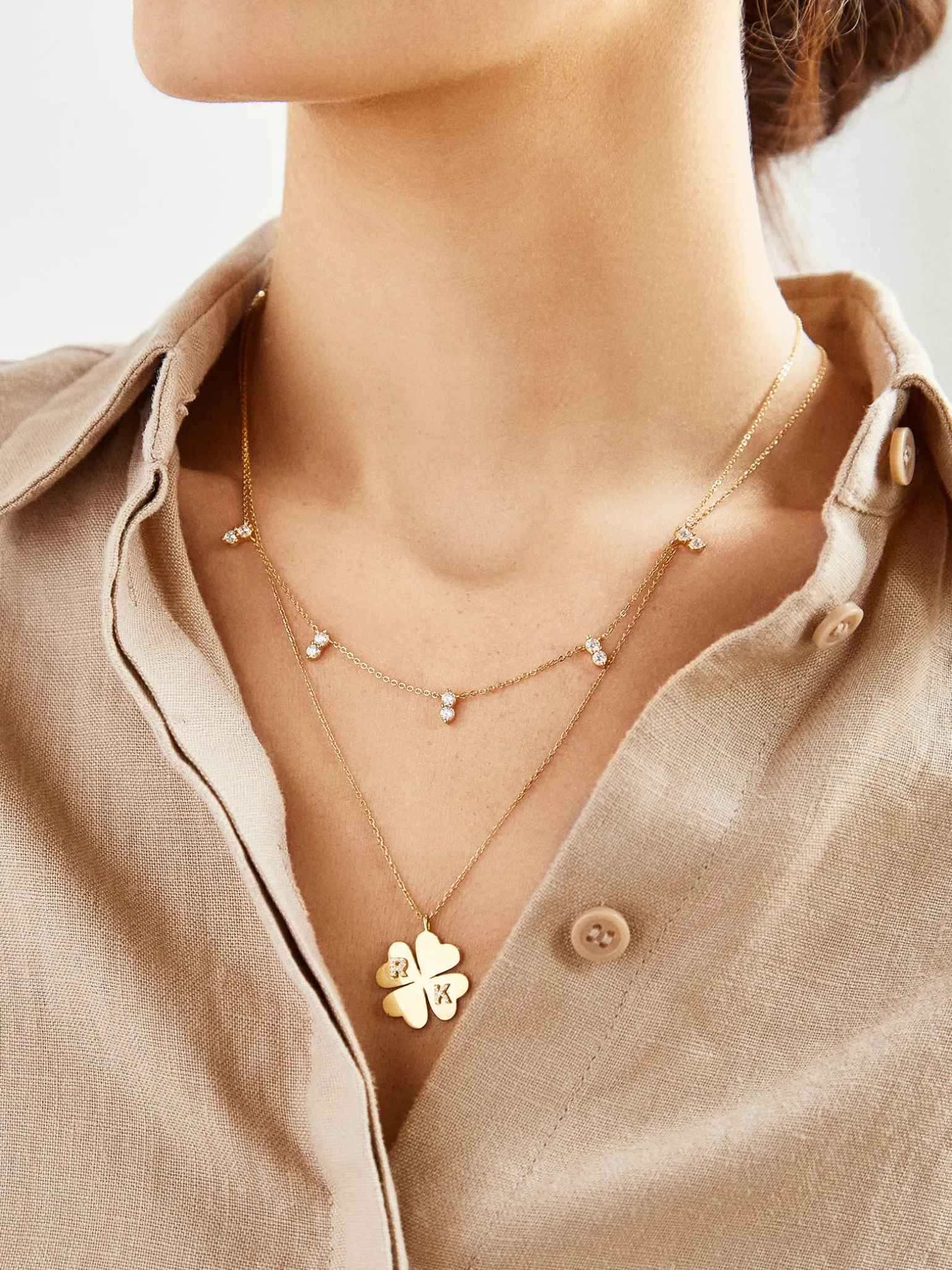 Clover Sterling Silver Custom Pendant Necklace - Sterling Silver