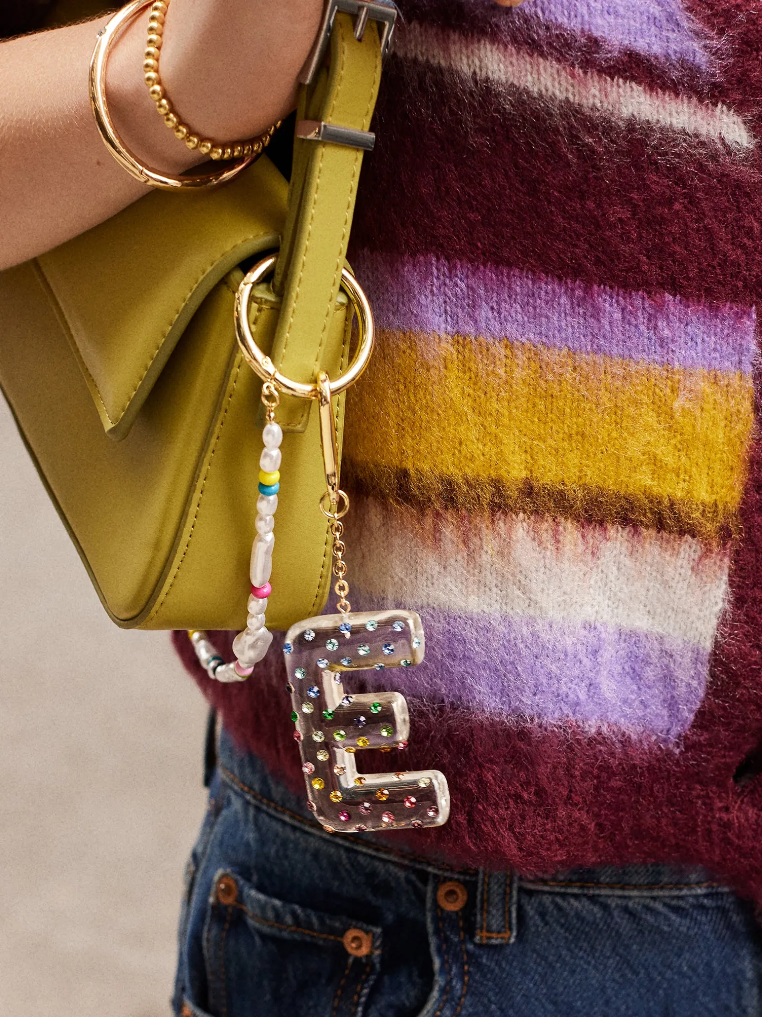 Confetti Initial Bag Charm - Multi