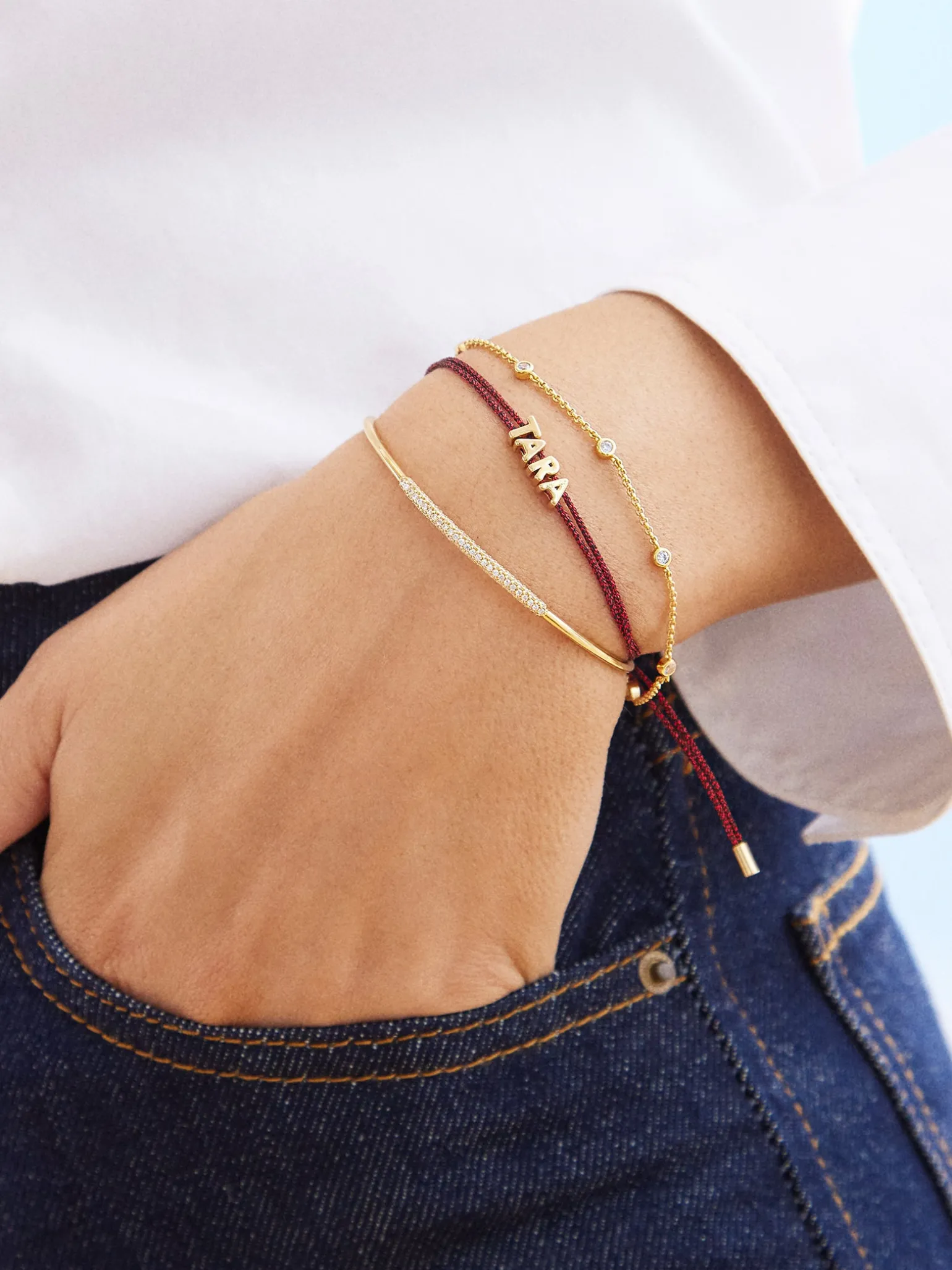 Custom Cord Bracelet - Metallic Red