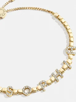 Custom Nameplate Tennis Bracelet - Gold/Pavé