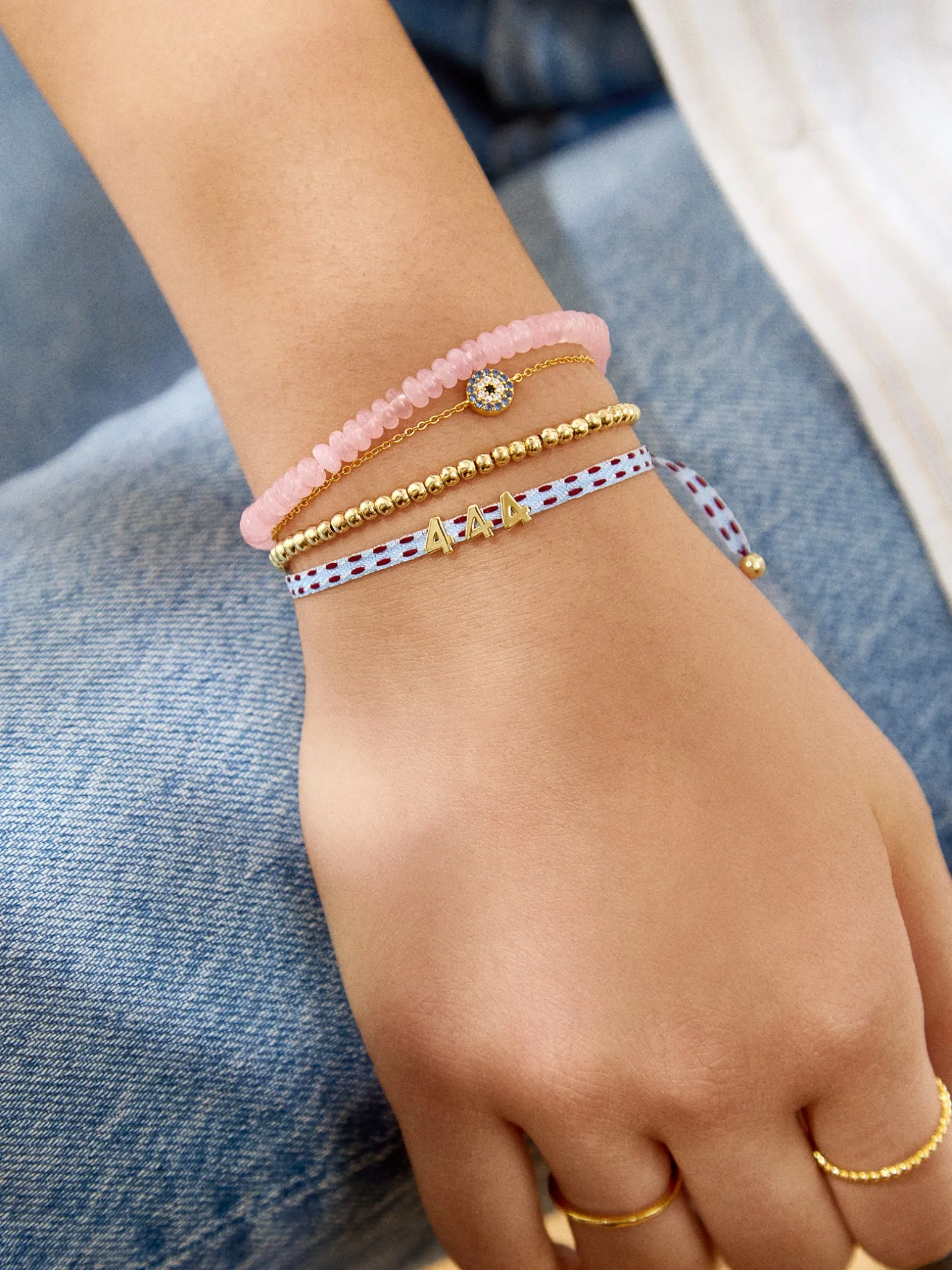 Custom Ribbon Bracelet - Blue/Red Ribbon