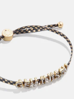 Custom Ribbon Bracelet - Black Checkerboard Ribbon