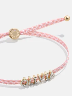 Custom Ribbon Bracelet - Pink Checkerboard Ribbon