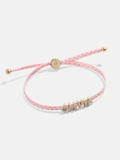 Custom Ribbon Bracelet - Pink Checkerboard Ribbon