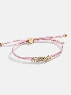Custom Ribbon Bracelet - Pink & Grey Ribbon