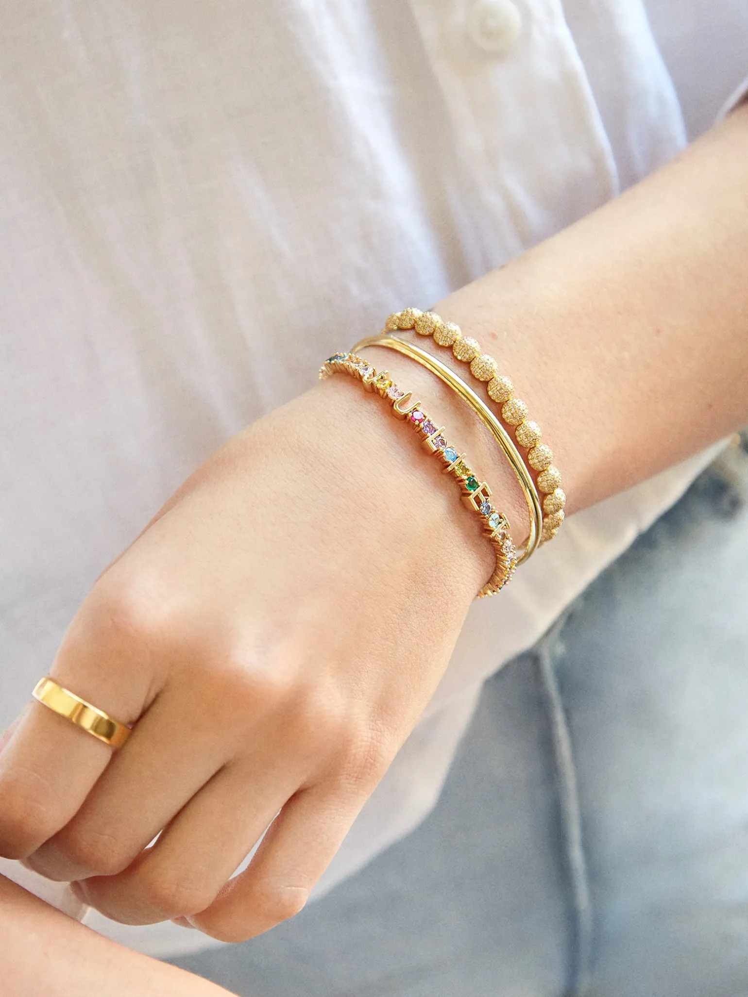 Custom Tennis Bracelet - Gold/Multi