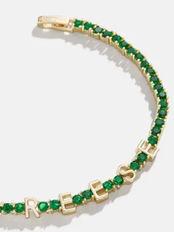 Custom Tennis Bracelet - Gold/Green