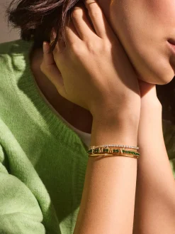 Custom Tennis Bracelet - Gold/Green