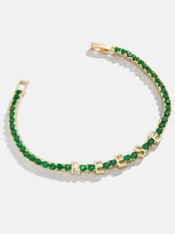 Custom Tennis Bracelet - Gold/Green