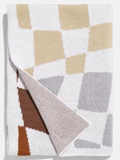 3D Check Custom Blanket - White/Brown