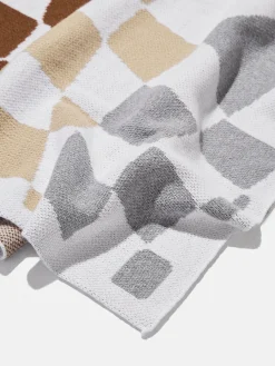 3D Check Custom Blanket - White/Brown