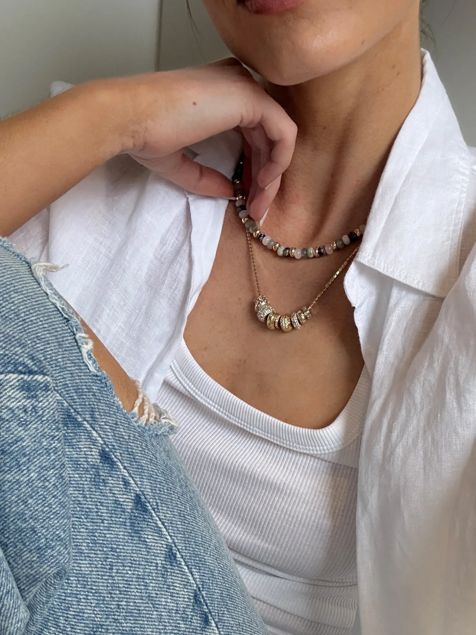 Danica Celestial Charm Necklace - Gold/Pavé