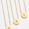 Disc 18K Gold Vermeil Custom Initial Necklace - Gold/Pavé
