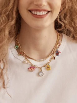 Disney Alice in Wonderland Charm Necklace - Gold/Multi