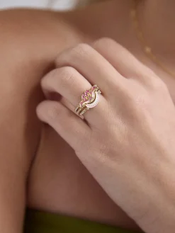 Disney Cheshire Cat Ring Set - Gold/Pink