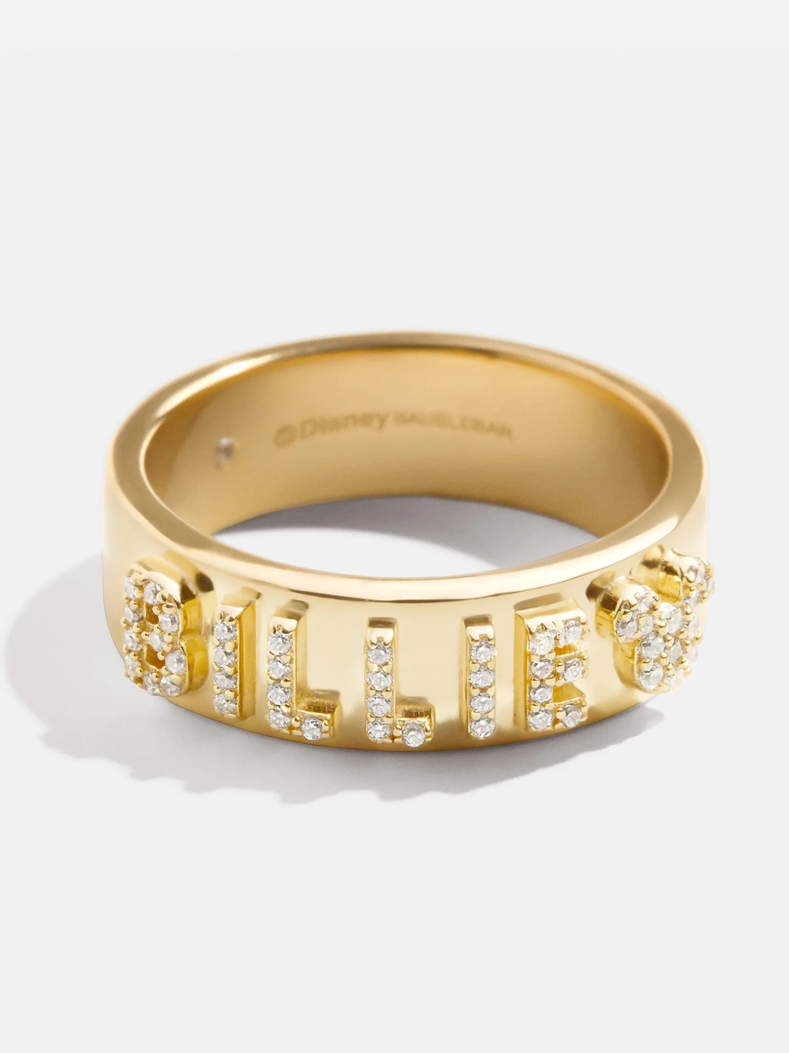 Disney 18K Gold Plated Sterling Silver Custom Block Ring - Gold/Pavé