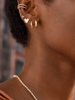 Disney 18K Gold Sterling Silver & Cubic Zirconia Studs - Gold/Pavé