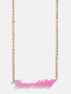 Disney Mickey Mouse Acrylic Custom Nameplate Necklace - Translucent Magenta