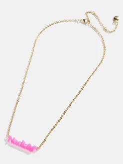 Disney Mickey Mouse Acrylic Custom Nameplate Necklace - Translucent Magenta