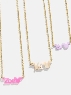 Disney Mickey Mouse Acrylic Custom Nameplate Necklace - Translucent Purple