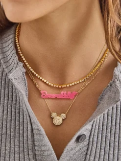 Disney Mickey Mouse Acrylic Custom Nameplate Necklace - Translucent Purple
