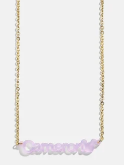 Disney Mickey Mouse Acrylic Custom Nameplate Necklace - Translucent Purple