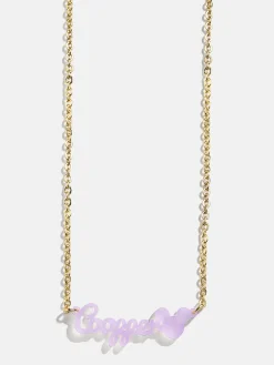 Disney Mickey Mouse Acrylic Custom Nameplate Necklace - Translucent Purple