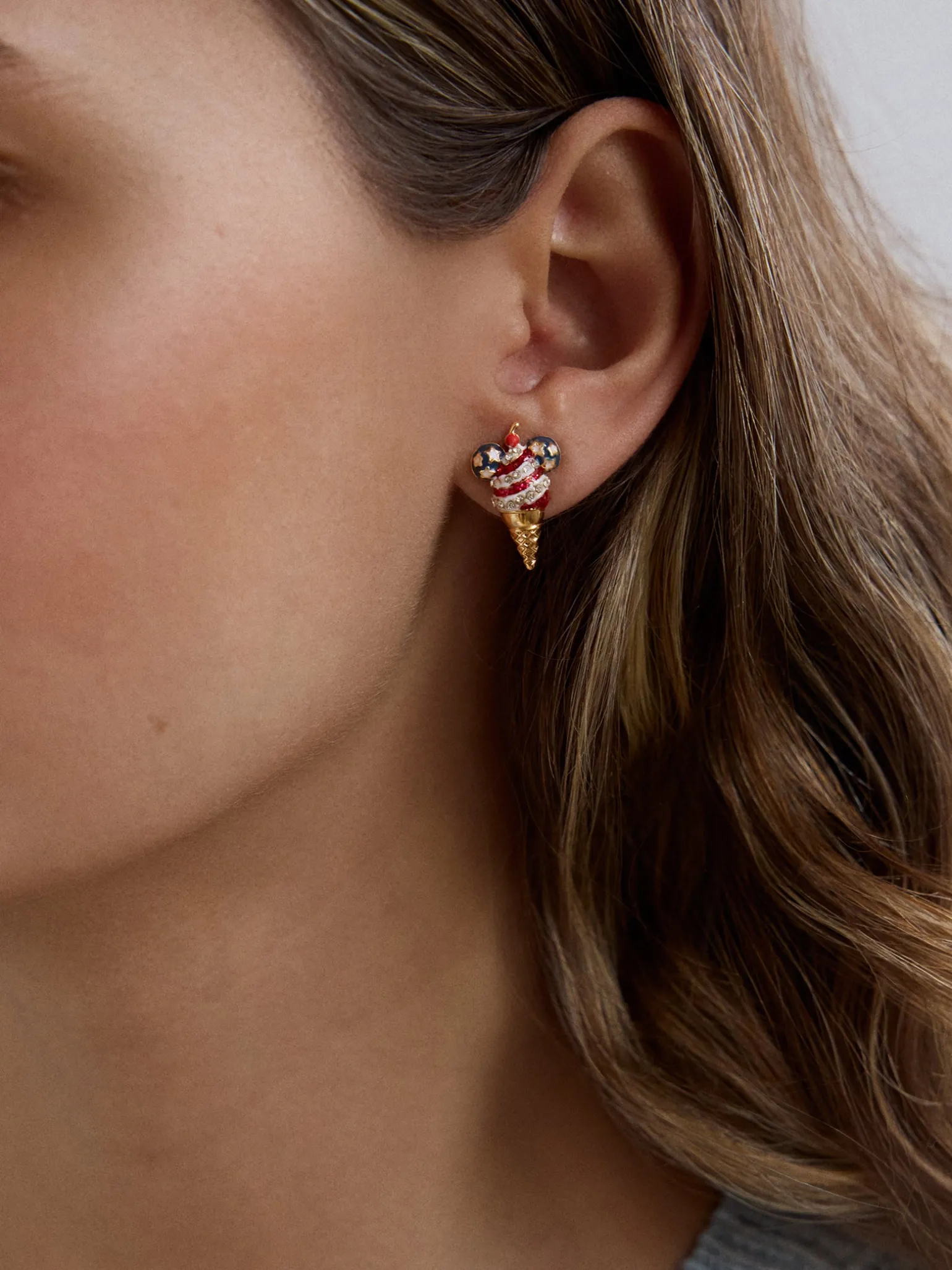Disney Mickey Mouse Americana Ice Cream Earrings - Red, White, & Blue
