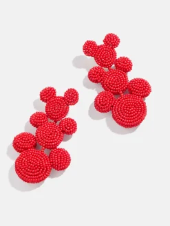 Disney Mickey Mouse Beaded Statement Earrings - Red