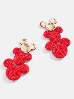Disney Mickey Mouse Beaded Statement Earrings - Red