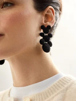 Disney Mickey Mouse Beaded Statement Earrings - Black