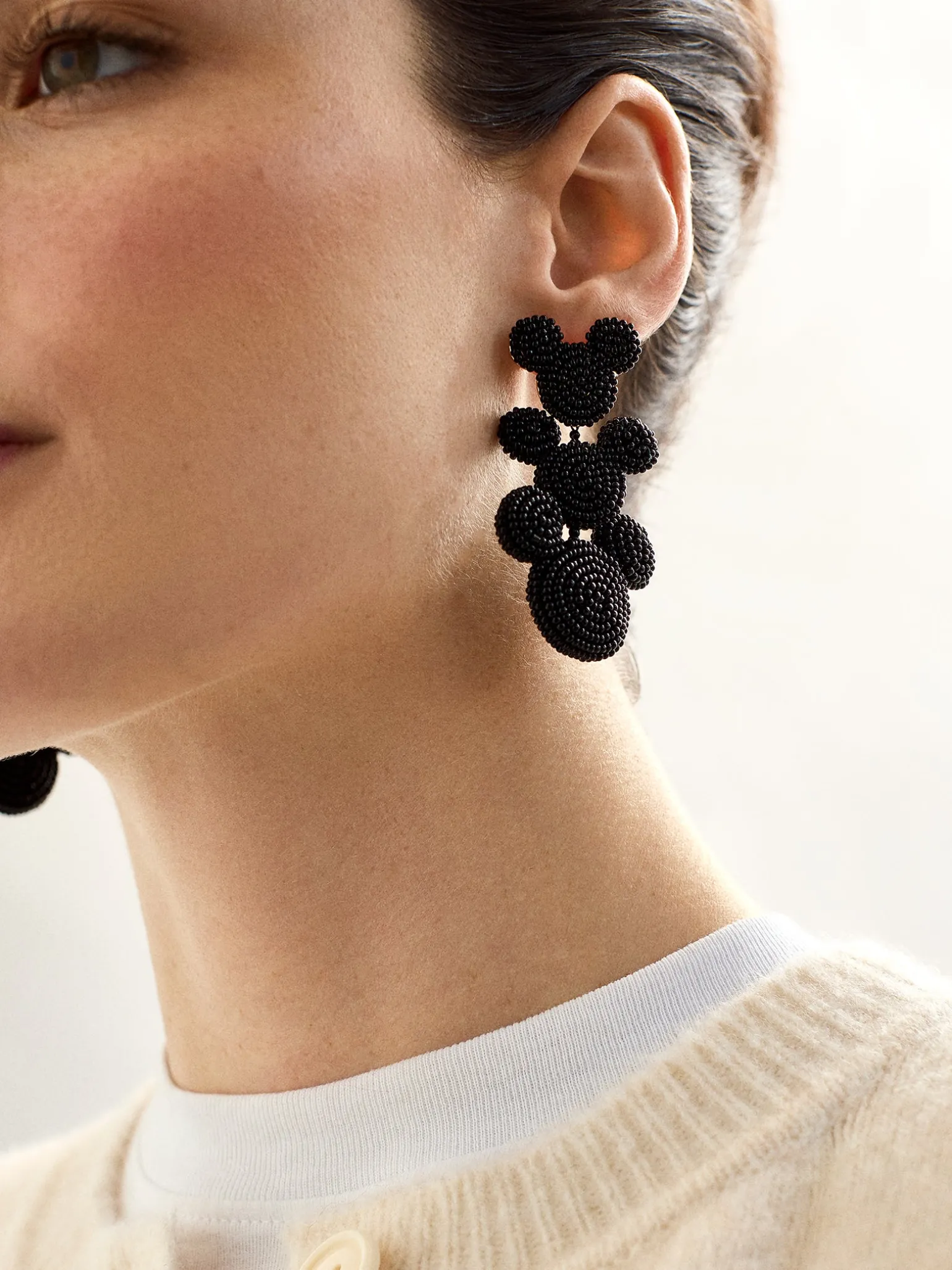 Disney Mickey Mouse Beaded Statement Earrings - Black