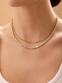 Disney Mickey Mouse Bezel Custom Tennis Necklace - Gold/Pavé