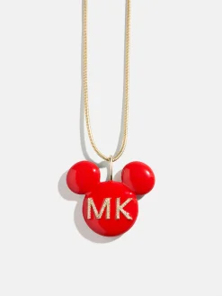 Disney Mickey Mouse Enamel Custom Initial Necklace - Red