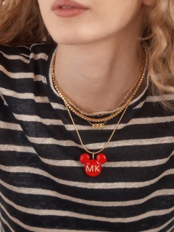 Disney Mickey Mouse Enamel Custom Initial Necklace - Red