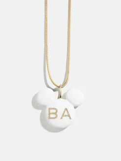 Disney Mickey Mouse Enamel Custom Initial Necklace - White