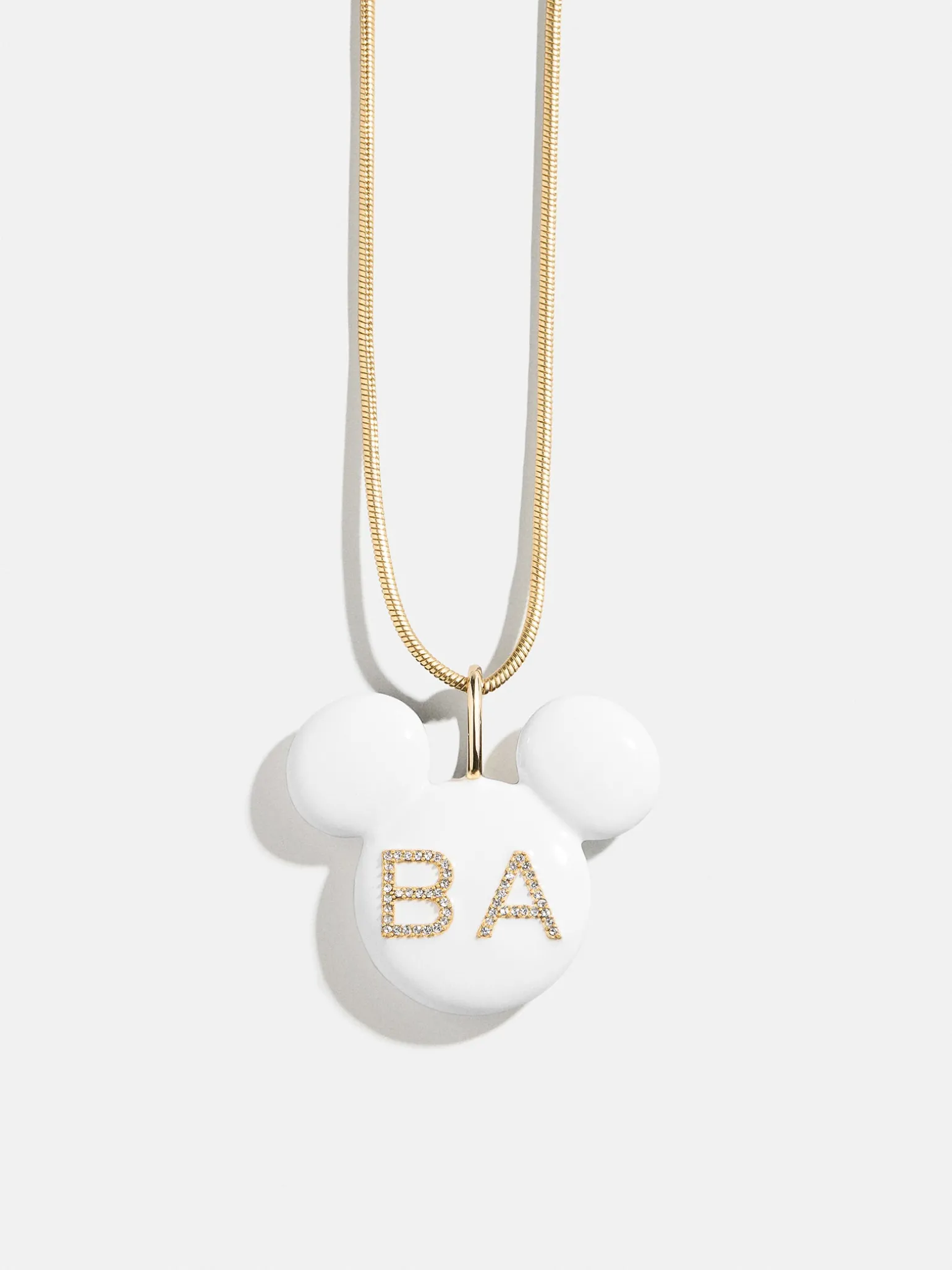 Disney Mickey Mouse Enamel Custom Initial Necklace - White