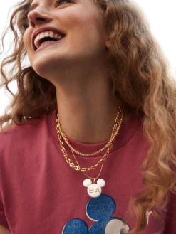 Disney Mickey Mouse Enamel Custom Initial Necklace - White
