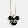 Disney Mickey Mouse Enamel Custom Initial Necklace - Black