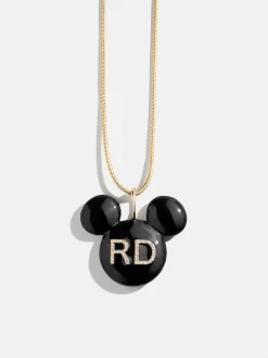 Disney Mickey Mouse Enamel Custom Initial Necklace - Black