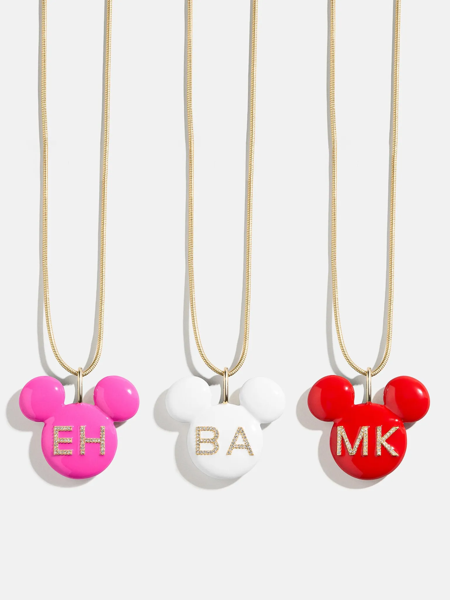 Disney Mickey Mouse Enamel Custom Initial Necklace - Pink