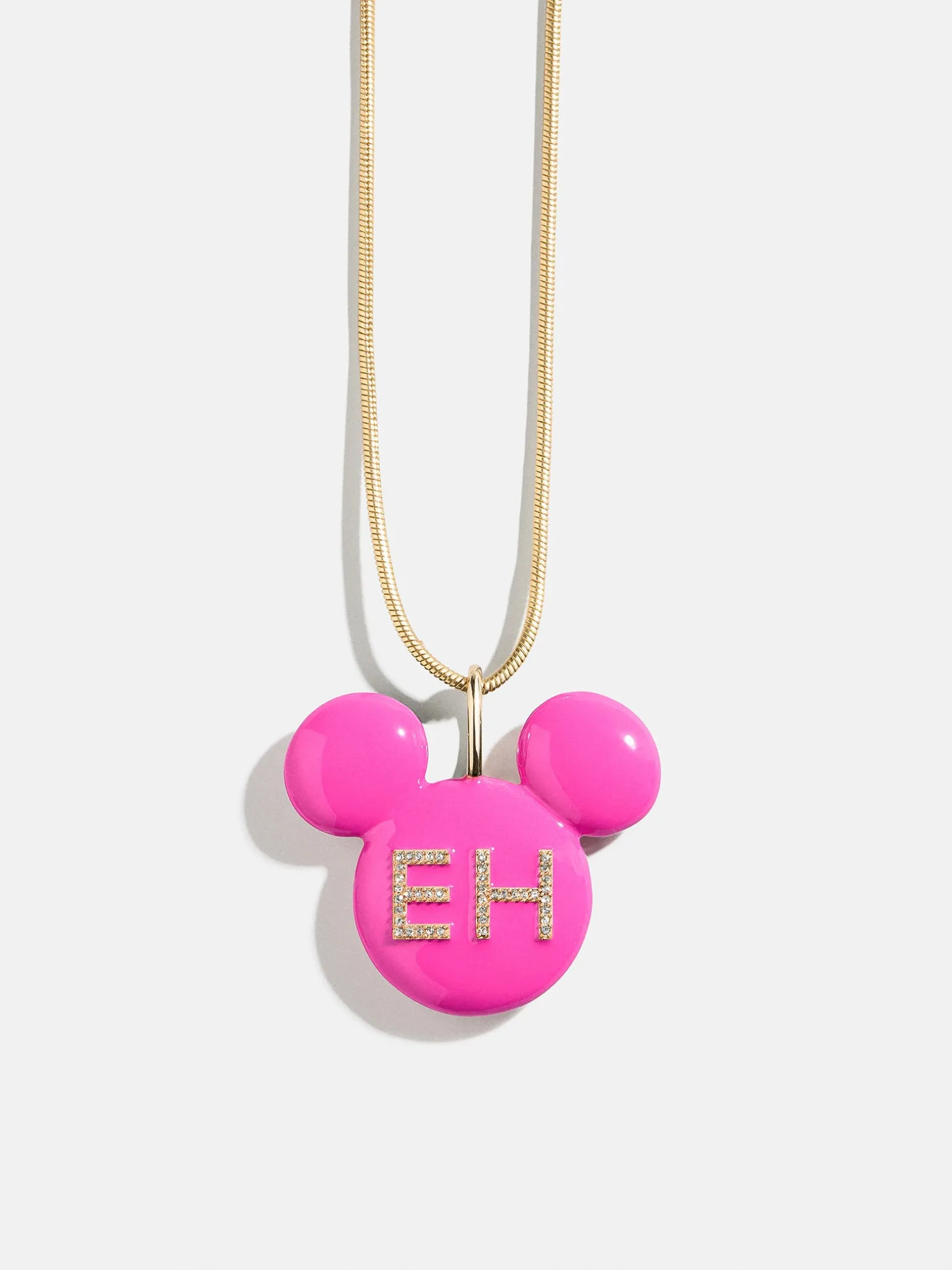 Disney Mickey Mouse Enamel Custom Initial Necklace - Pink
