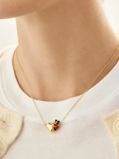 Disney Mickey Mouse Hugging Heart Necklace - Gold
