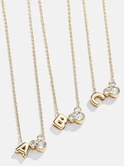 Disney Mickey Mouse Initial Necklace - Gold/Pavé