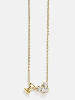 Disney Mickey Mouse Initial Necklace - Gold/Pavé