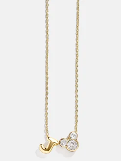 Disney Mickey Mouse Initial Necklace - Gold/Pavé