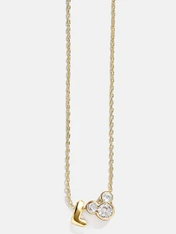 Disney Mickey Mouse Initial Necklace - Gold/Pavé